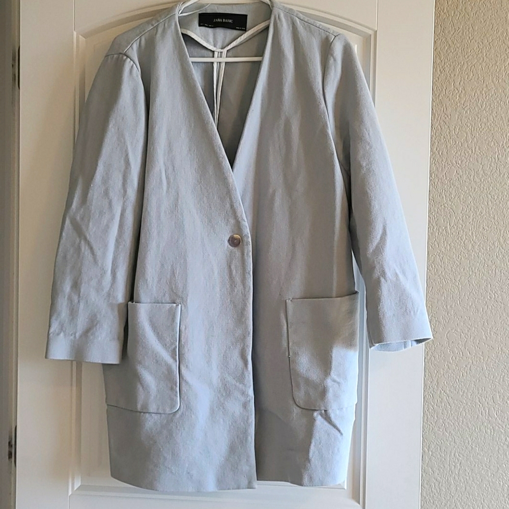 Large Zara Basics Baby Blue Coat